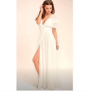 Lulu’s White Maxi Wrap Dress - XL